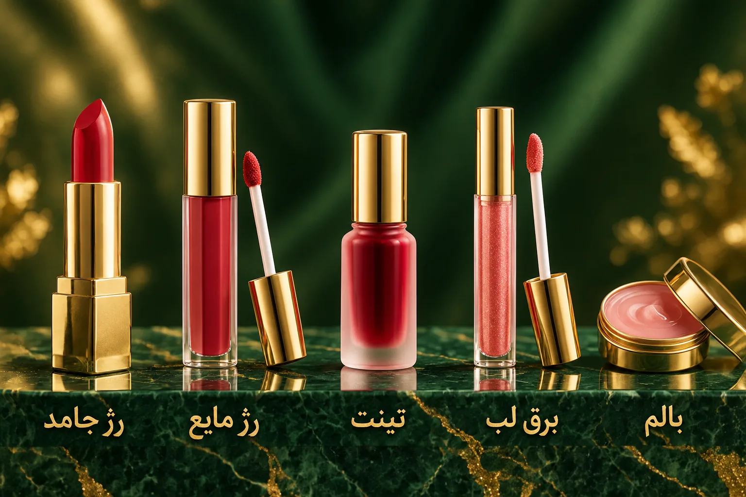 انواع رژ لب: جامد، مایع، تینت، برق لب و بالم