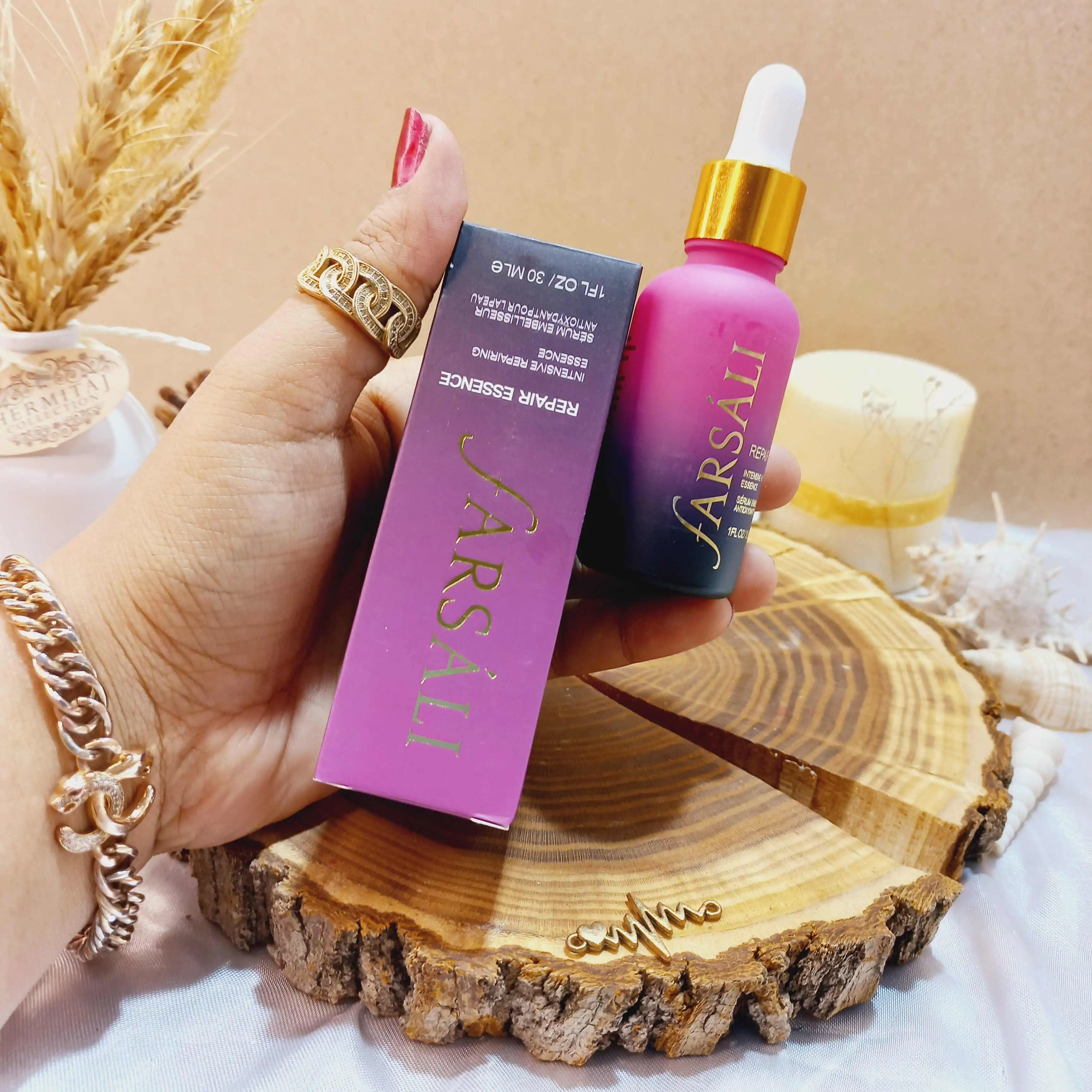 پرایمر و سرم صورت بنفش فارسالی farsali مدل repair essence
