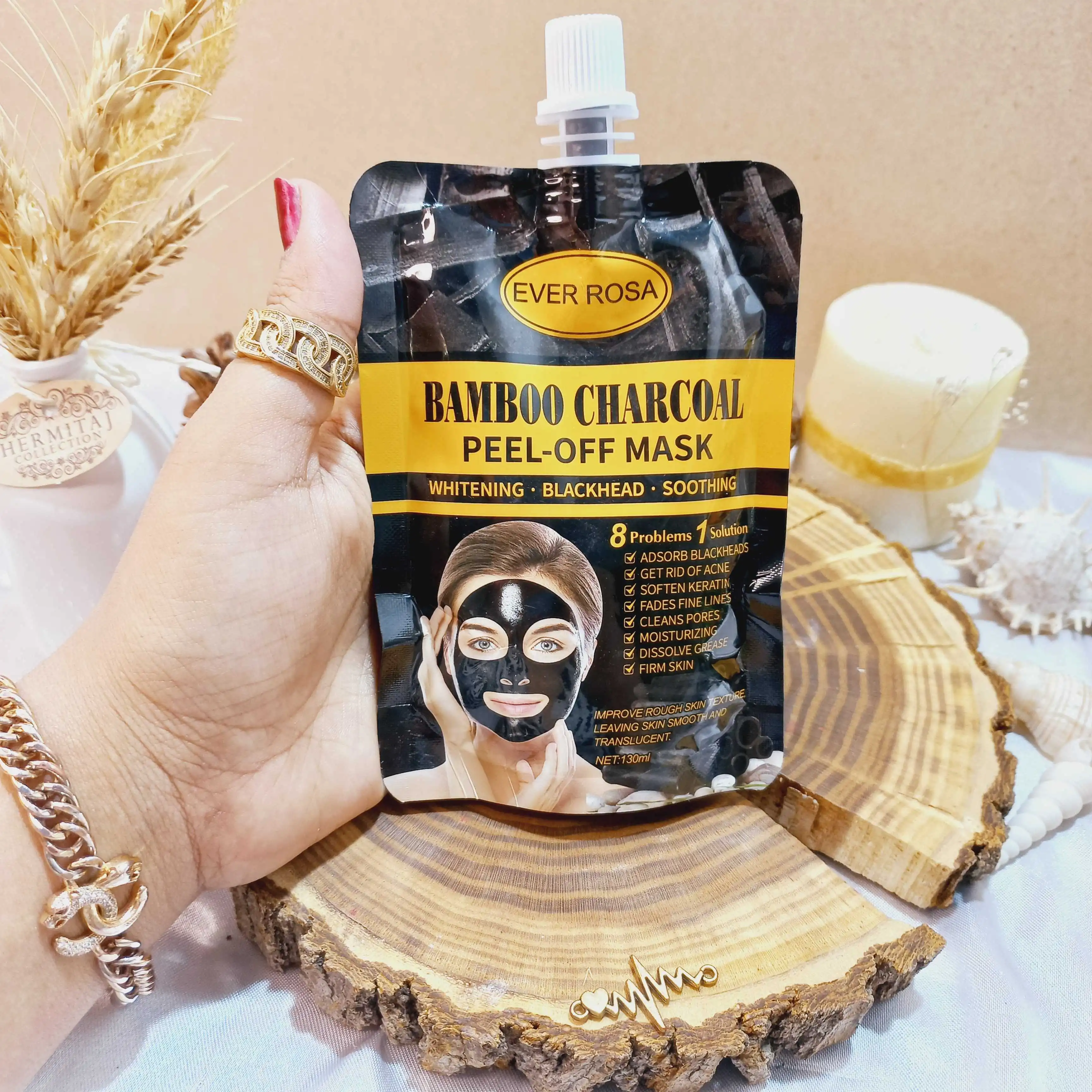ماسک صورت پیل آف BAMBOO CHARCOAL ساندیسی اور رزا EVER ROSA