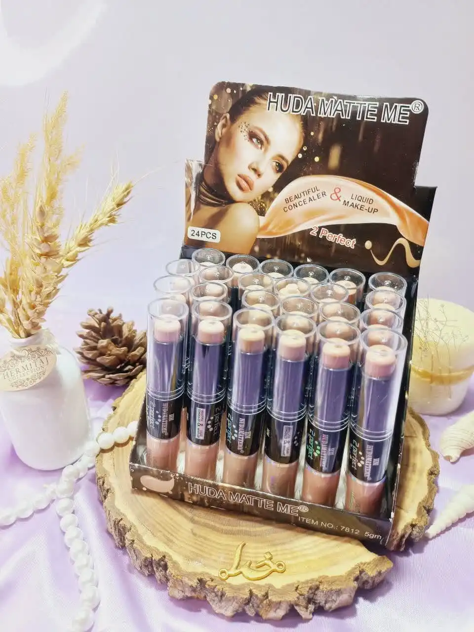 کانسیلر دو سر جامد و مایع پرطرفدار هدی مات می HUDA MATTE ME کد 7812