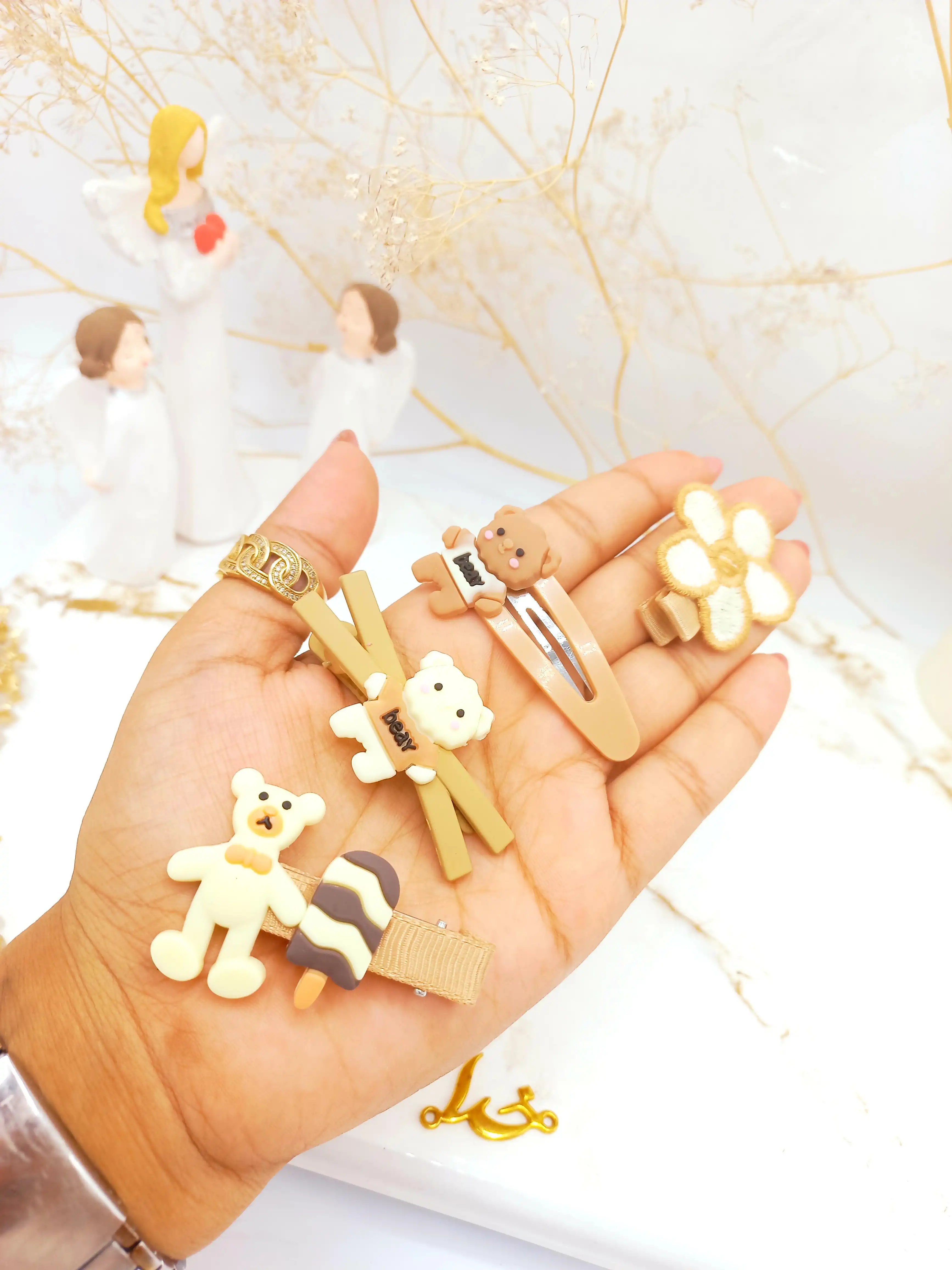 پک گیره و پنس مو دخترانه خرسی نود 14 عددی