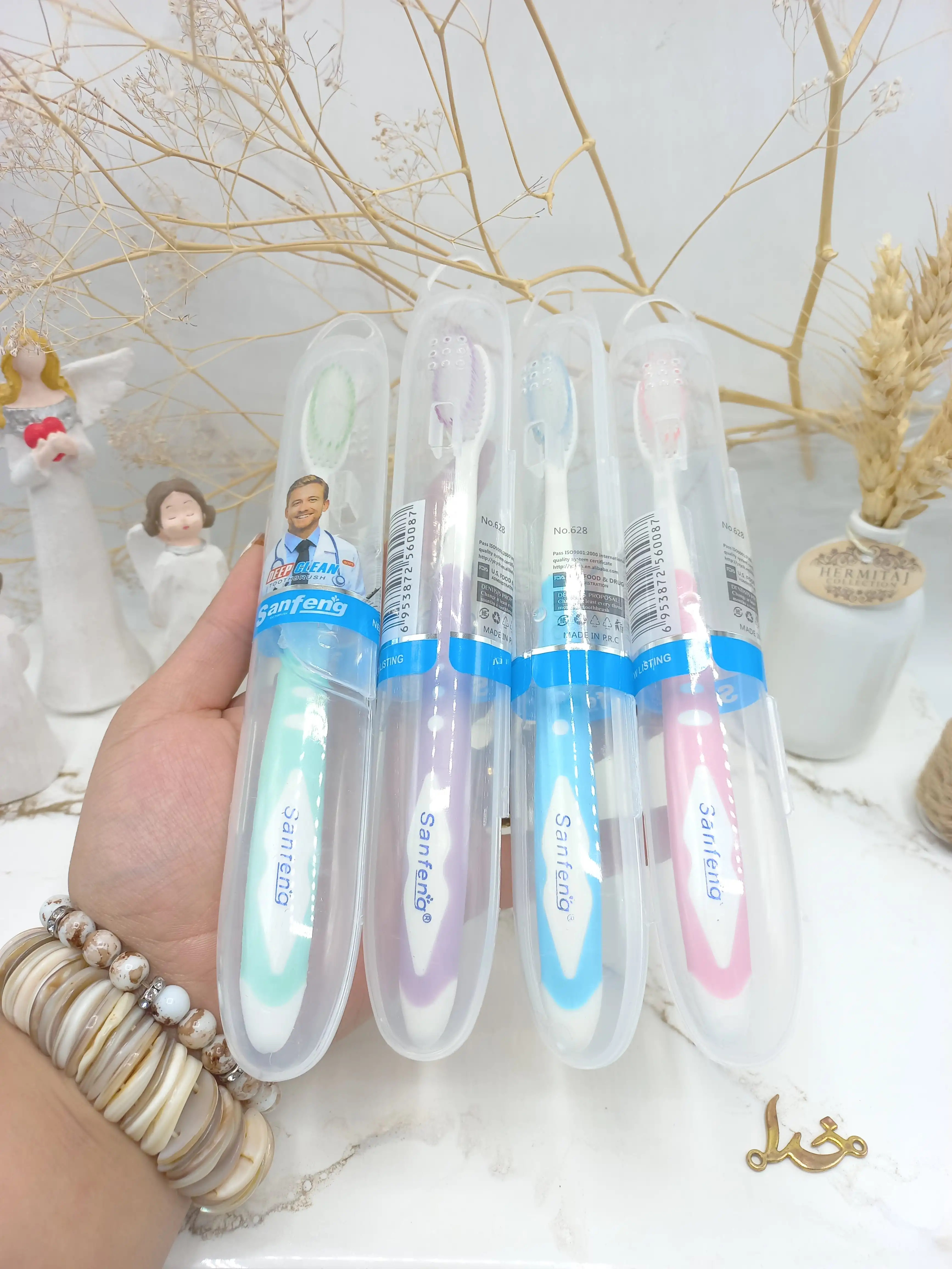 مسواک طرح رنگی تمیز کننده عمیق دندان برند SANFENG کد 628