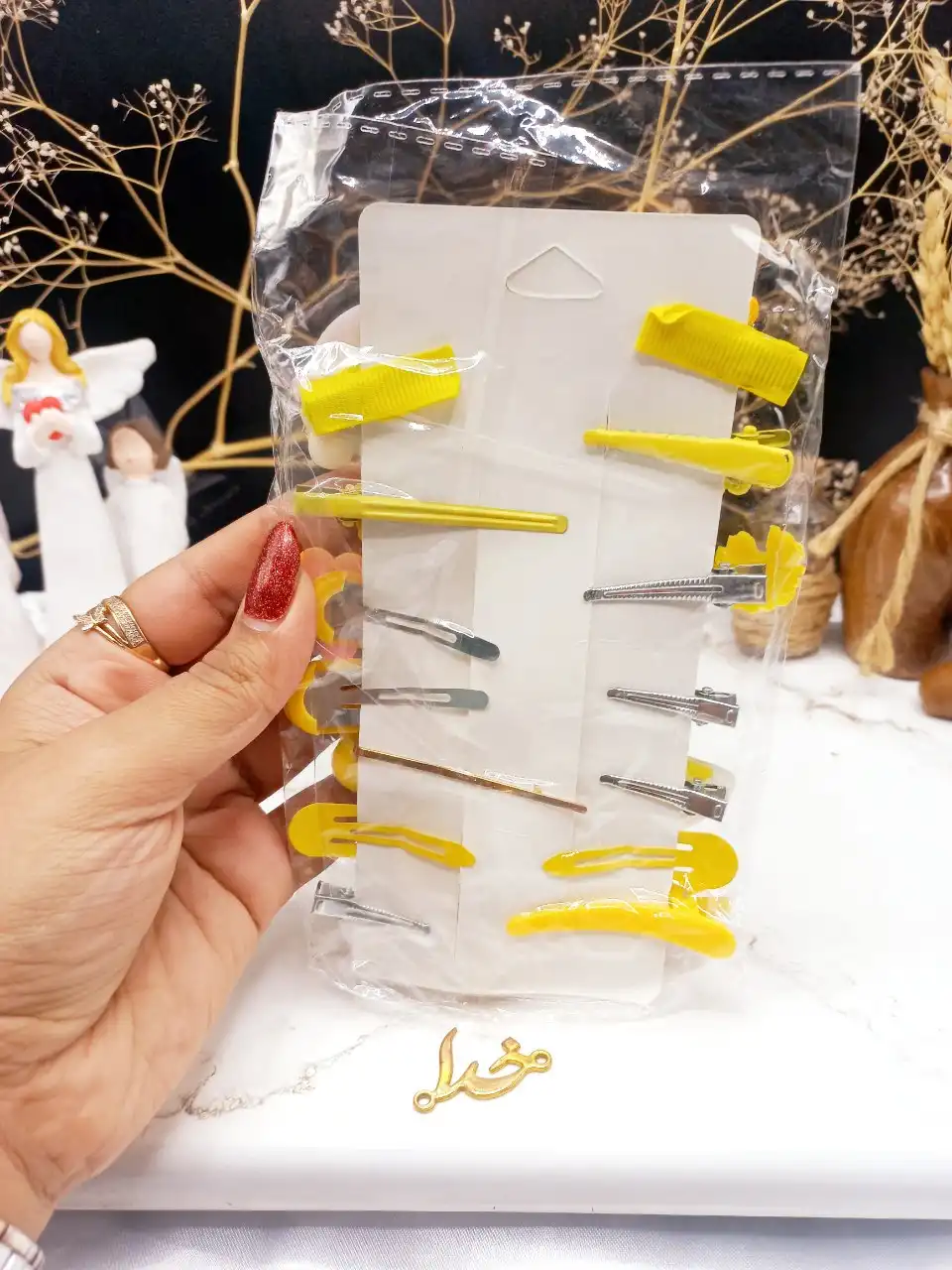 پک ۱۴ عددی گیره مو زرد
