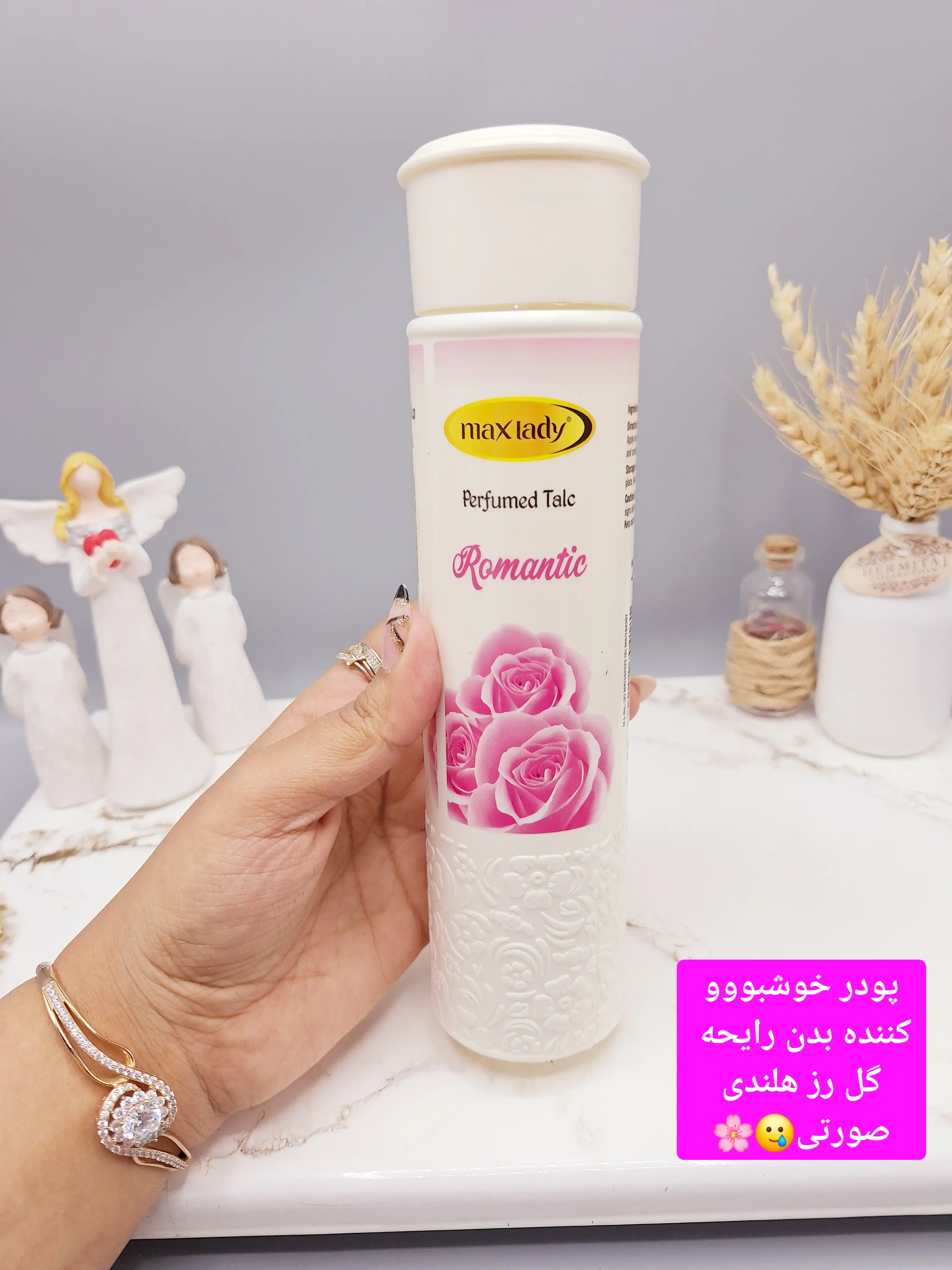 پودر خوشبو کننده بدن 250  گرمی رایحه گل رز صورتی مکس لیدی Max lady