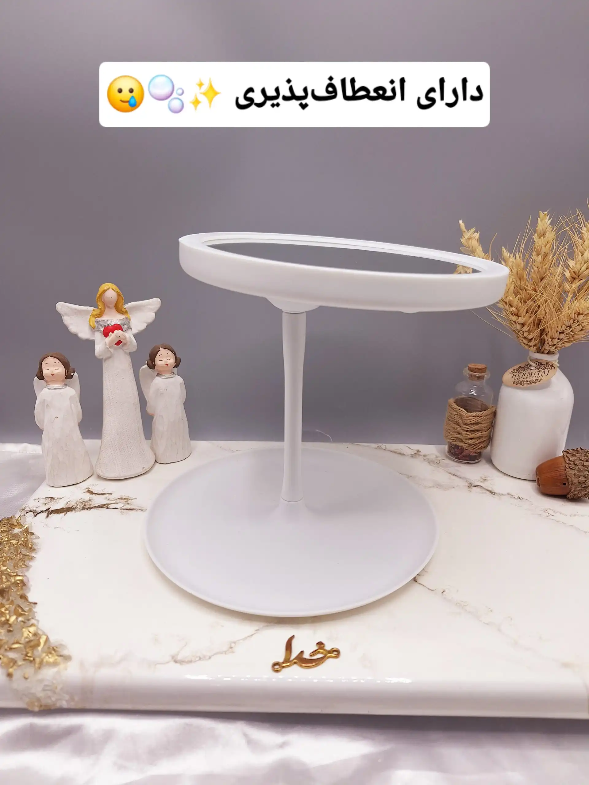 آینه رینگ لایت دار لمسی بسیار پرطرفدار مدل دایره ای زیبا( رنگ سفید )