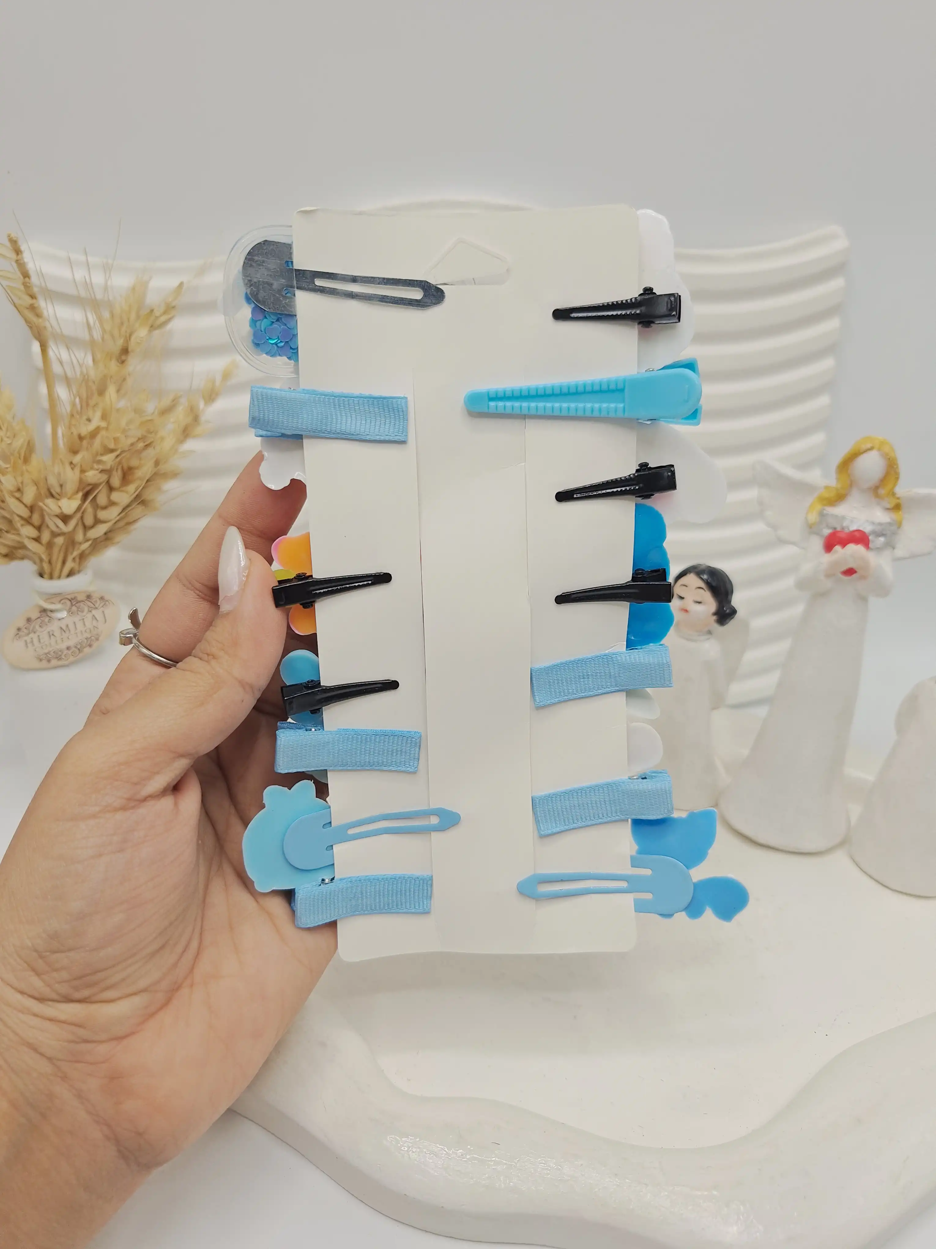 پک گیره مو دخترانه فانتزی خرسی (رنگ آبی)