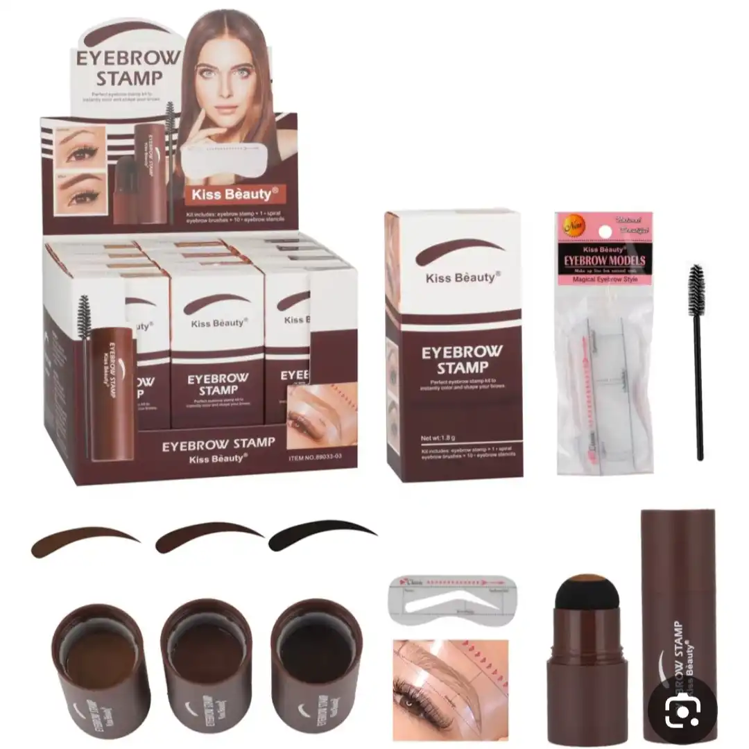 استامپ پودری حجم ابرو کیس بیوتی Kiss Beauty به همراه 10 شابلون و برس کد 7842
